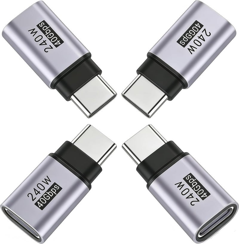 basecolors 4Pack usb c extender Supports Up to 40Gbps Data Transfer and 240W Fast Charging , Usbc to Usbc adapter,usb c extension Compatible with Thunderbolt 4/3 Supports 4K@240Hz Video for USB-C Devices - Image 1